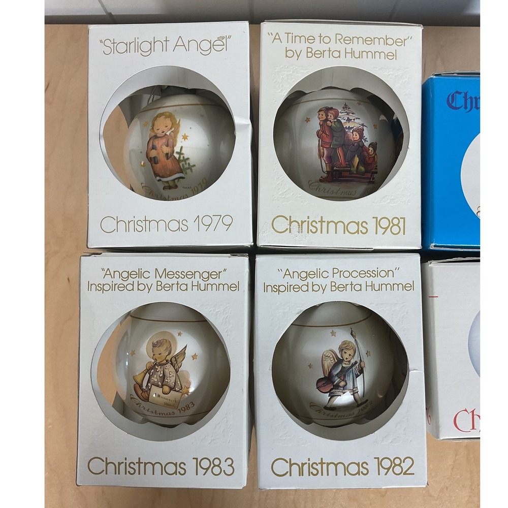 6 Berta Hummel Glass‎ Ball Christmas Ornaments 70's/80's